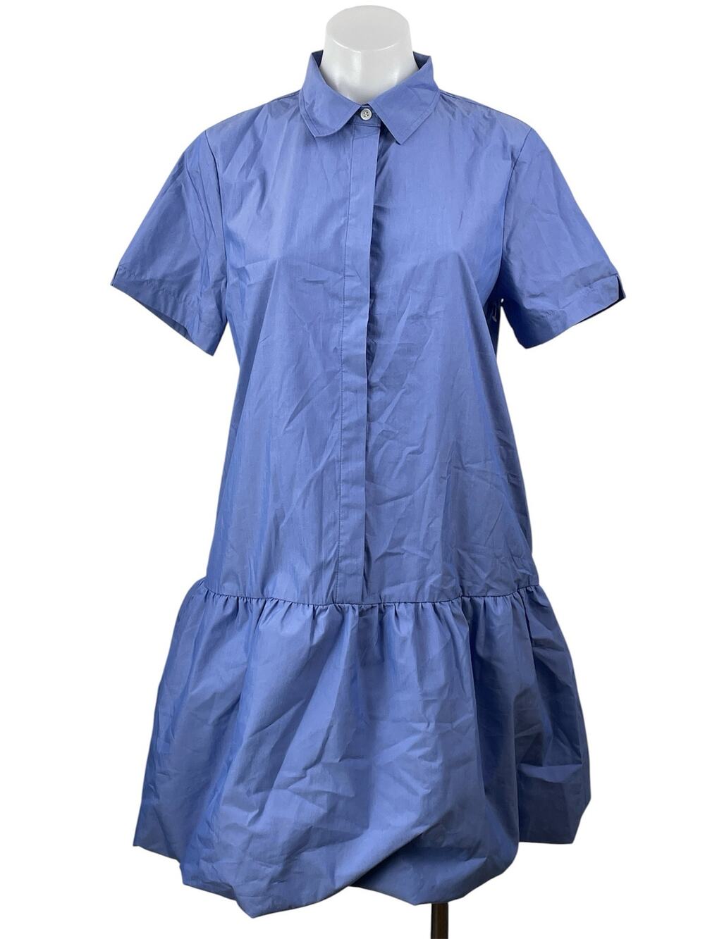 Tuckernuck Martine Bubble Sail Blue Short Sleeves Button Down Mini Shirt Dress M